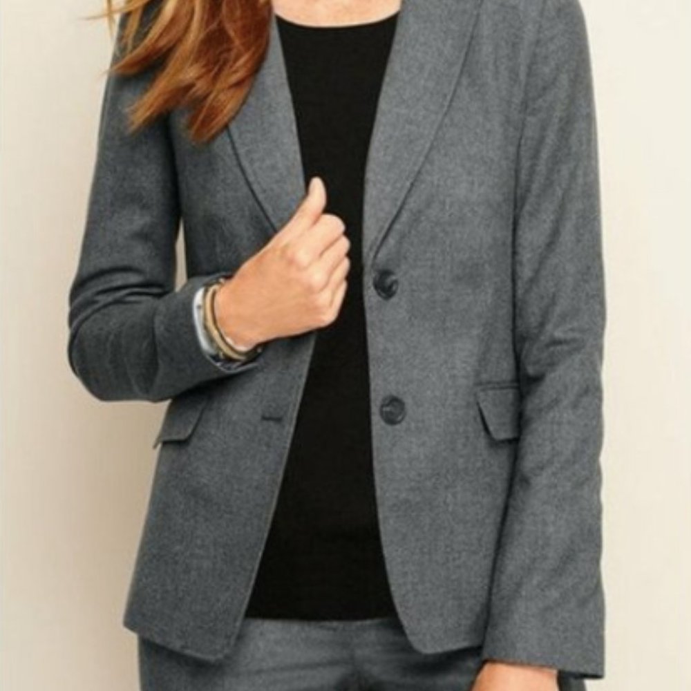 Talbots 99% Wool Flannel Gray Blazer Size 18W
